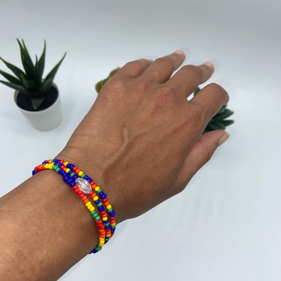 Handmade PRIDE Inspired Glass Seed Bead Bracelets - Picture 4 of 13